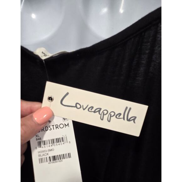 NWT Nordstroms Loveappella Black T'shirt Maxi Dress XL Spaghetti Strap Summer - Picture 8 of 13